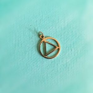 14k Gold AA Alcoholics Anonymous Symbol Pendant